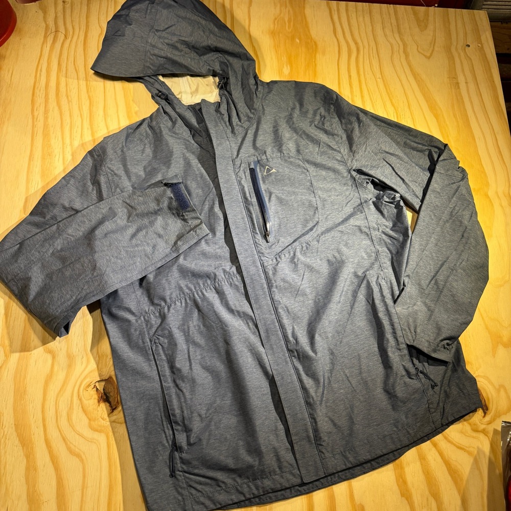 Paradox Men's Waterproof Breathable Rain Jacket Heather Gray Hooded Coat Size L